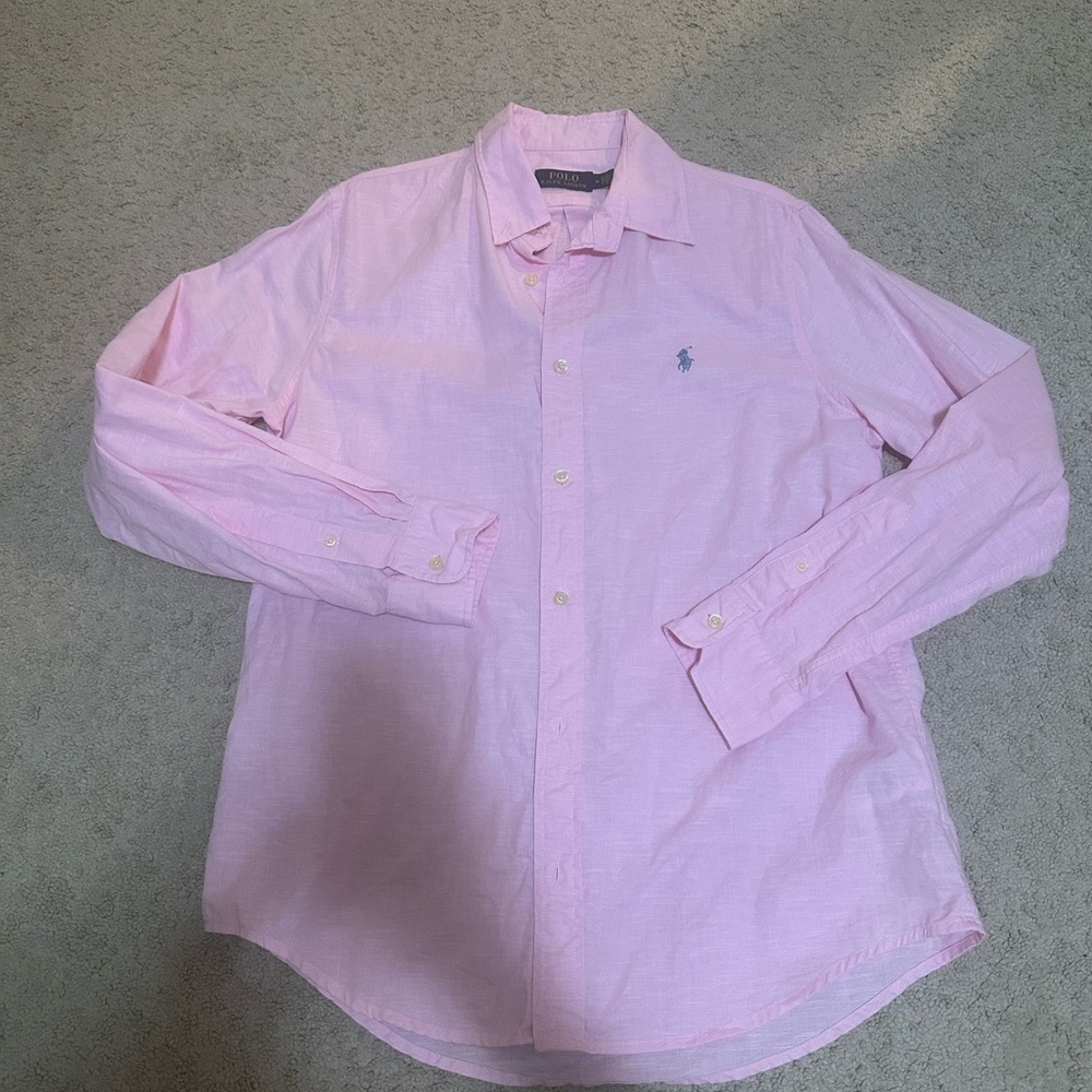 Ralph Lauren Men's linen Light Pink Button-Down Shirt
